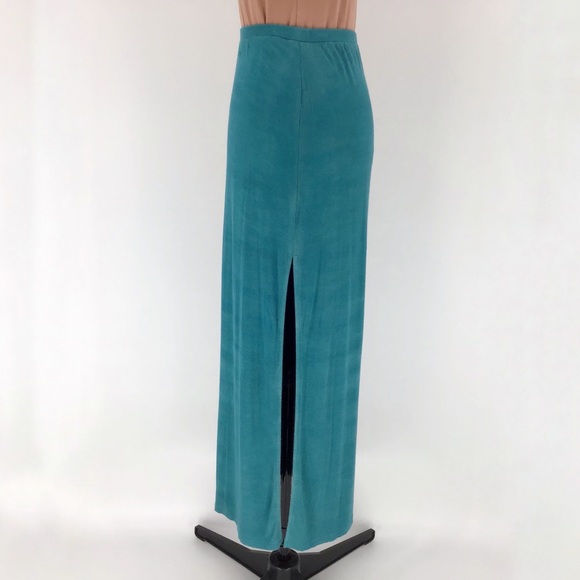 Laila Jayde Teal & Brown Slitted Maxi Skirt, Small - Picture 6 of 16
